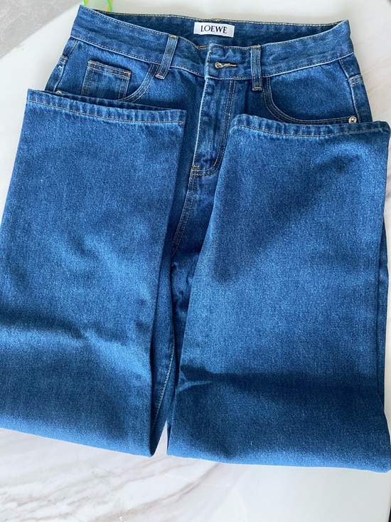 Loewe Blue Straight-Leg Jeans with White Anagram Knees - Picture 3 of 5